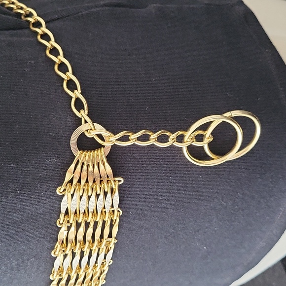 Vintage Wide1.25" Gold Tone & White Enamel Women's Belt - Picture 3 of 16